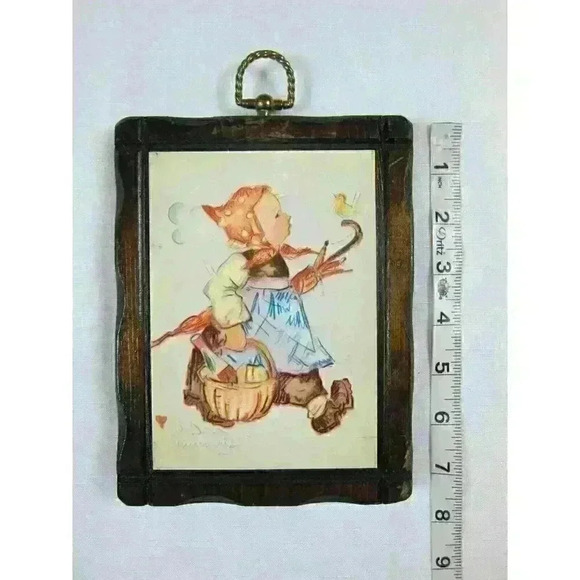 Vintage Hummel Children Wood Wall Plaques Handcrafted Pine Wood Frames Lot of 4 - Picture 6 of 12